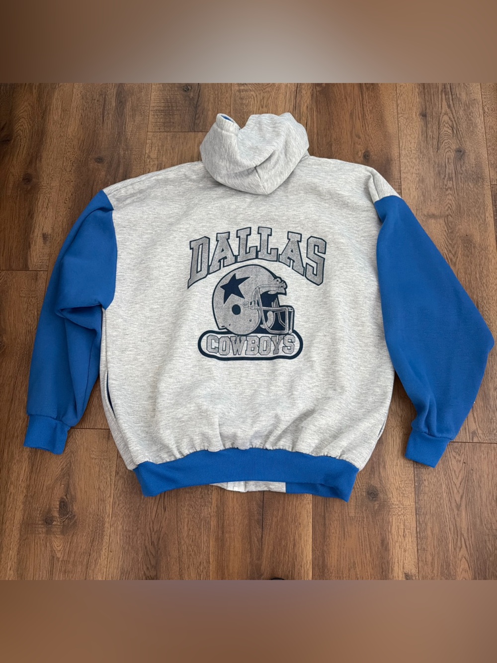 Vintage Dallas Cowboys Grey & Blue Hooded Sweatshirt